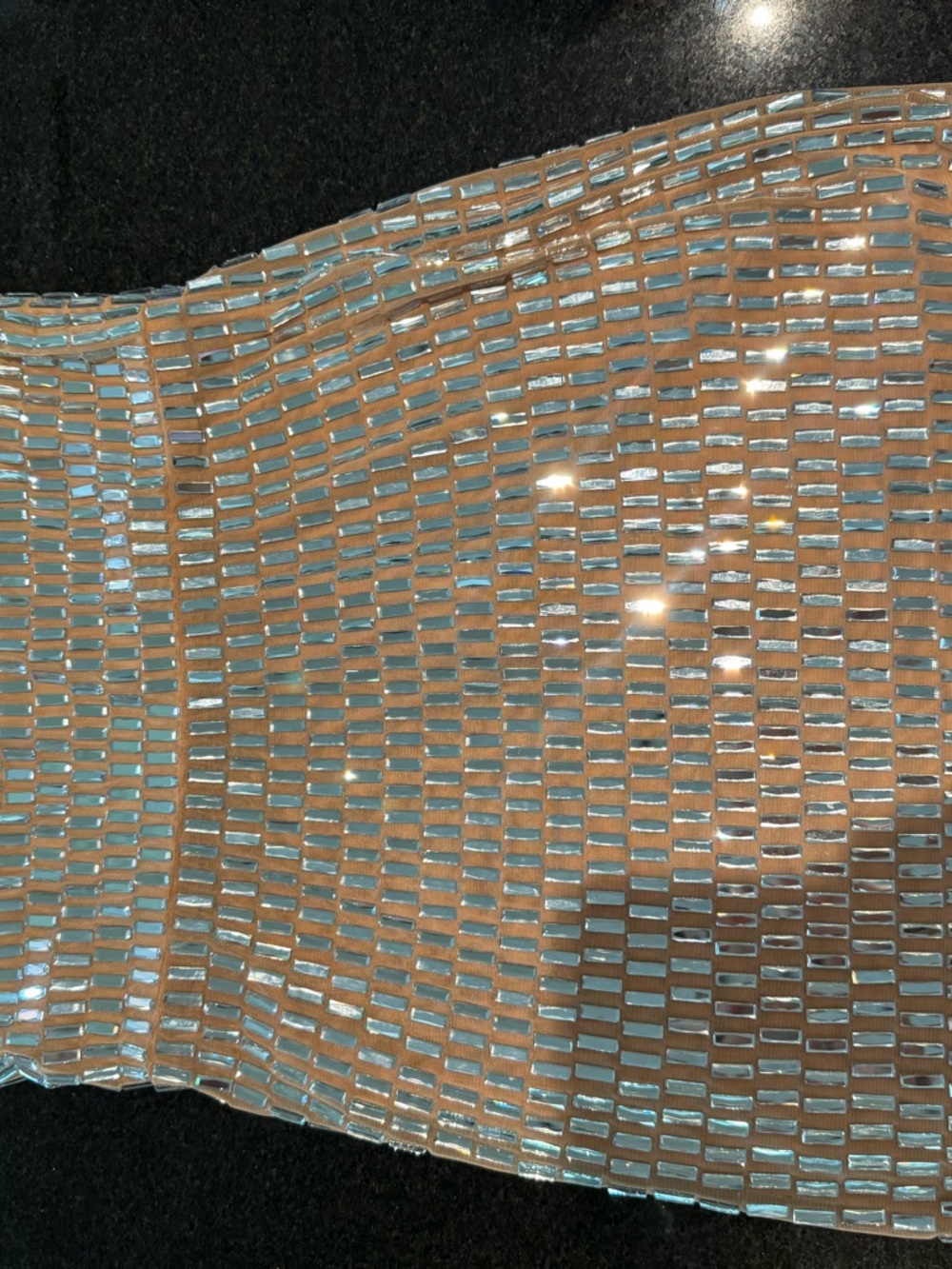 Oh Polly Tan Mini Dress with Metallic Rectangular Sequins - Picture 4 of 5